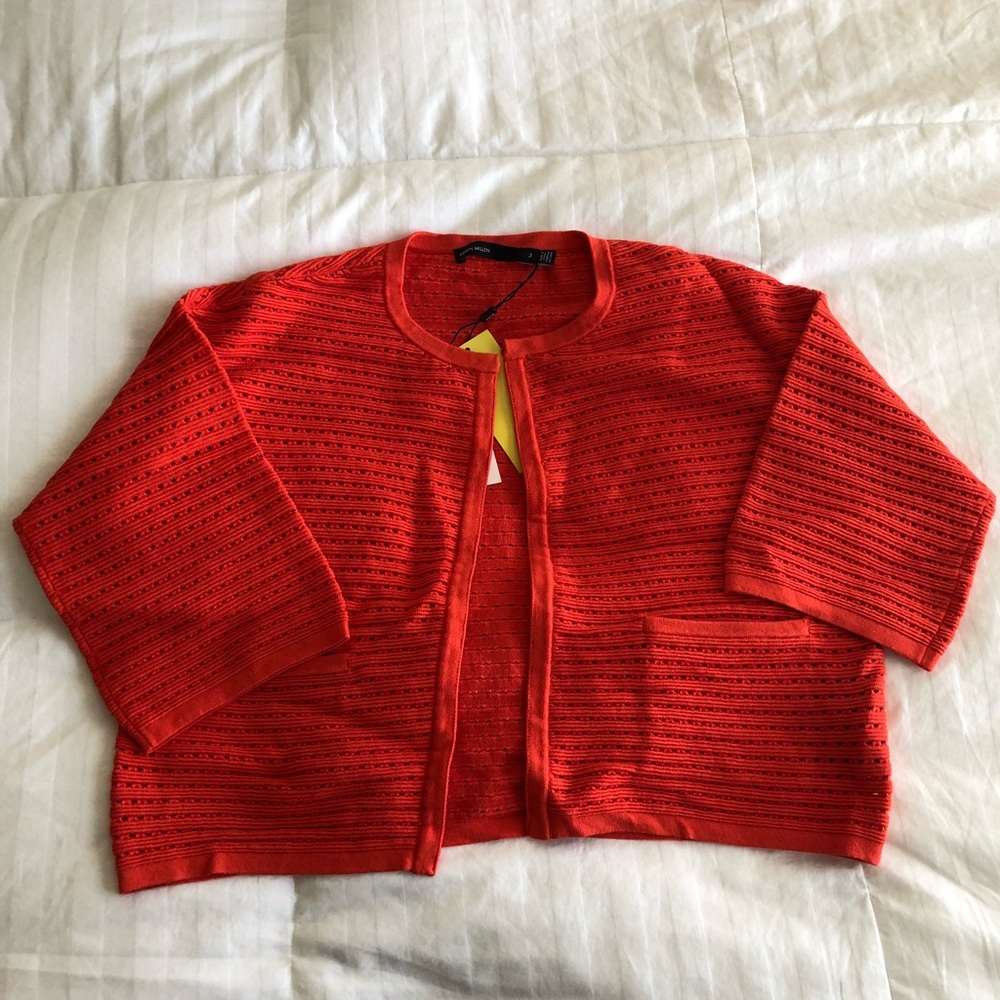 Karen Millen Cropped Red Cardigan Size 3 - Medium